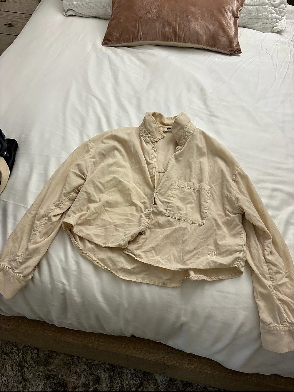 Monrow Utility button down corduroy Beige Small Like New